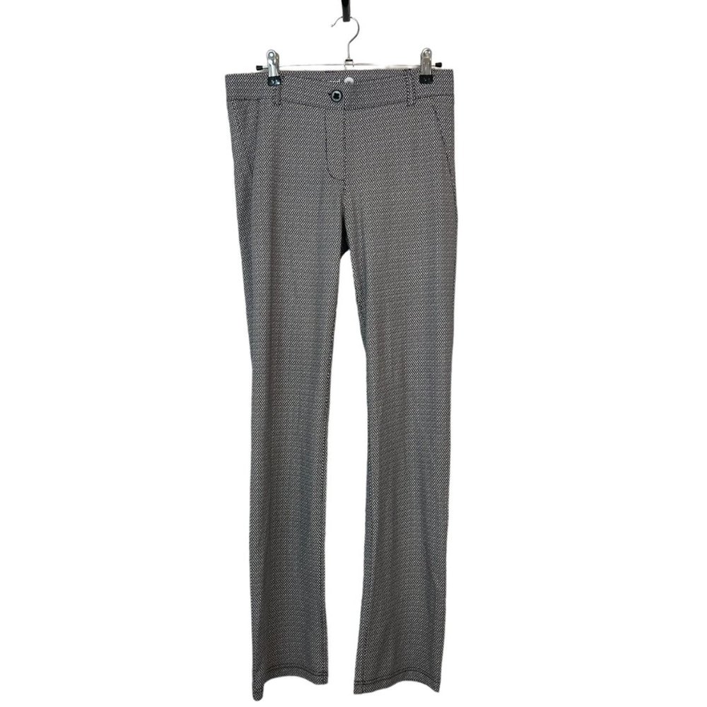 Betabrand Women's Straight Leg Pants in Gray Micro-Pattern